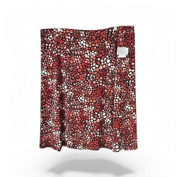 KasperโPlus Size Midi Crimson Cream Multi-Color Printed Skirt 3X - Picture 2 of 10
